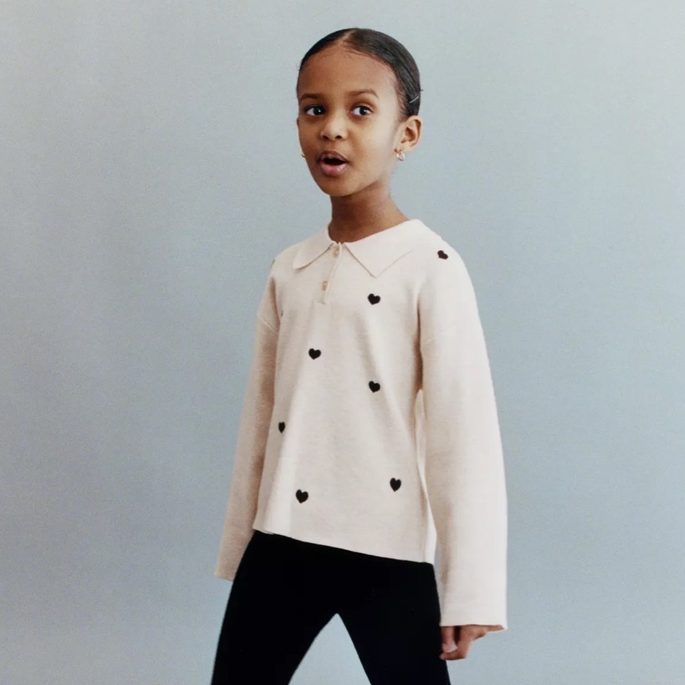 ZARA HEART KNIT POLO SHIRT